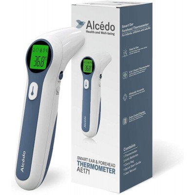 Baby Thermometer for Fever by Alcedo | Digital Forehead and Ear Infrared Thermometer